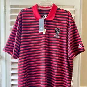 N.C. State Wolfpack Adidas Golf Red Striped Men's Polo Shirt